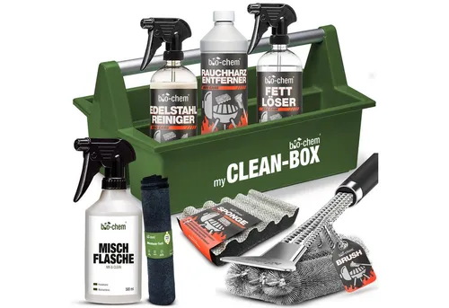 bio-chem Grillreiniger SET 8-teilig - Grillreiniger Set für umfassende Reinigung & Pflege, inklusive hochwertiger Tragebox und Grillbürste – ideal für alle Grillmaterialien.