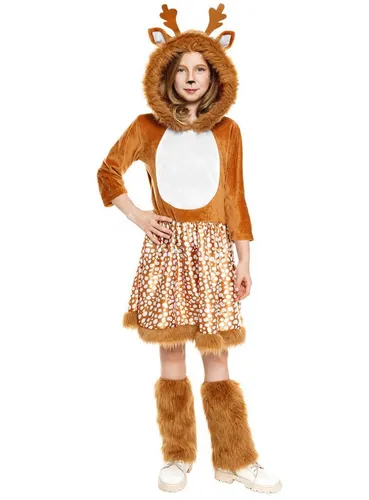 Reh Tierkostüm für Kinder - Niedliches Rentier Faschingskostüm - Zauberhaftes Rehkleid für Kinder in Größe 98-104. Aus 100% Polyester gefertigt, ideal für Fasching und Karneval. Ein echter Hingucker für kleine Tierliebhaber!