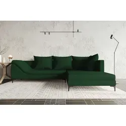 99rooms Loni Ecksofa Cordstoff POSO Dunkelgrün Rechts