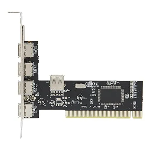 PUSOKEI PCI-Erweiterungskarte, 4-Port-USB2.0-Hub-Adapter, 480 MBit/S 4 X PCI-zu-USB 2.0-Adapterkonverter, Geeignet für Tastaturen, Mäuse, Drucker, Kameras