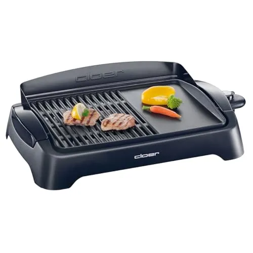 CLOER 656 Elektrogrill, Schwarz (2000 Watt) - Elektrogrill mit stufenloser Temperaturregelung für perfektes Grillen, integriertes Heizelement sorgt für schnelle Ergebnisse und einfache Reinigung dank Antihaftbeschichtung.