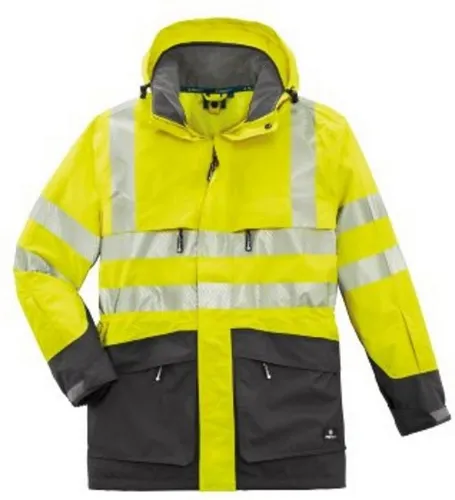 4PROTECT® Warn-Wetterschutz-Jacke TAMPA in leuchtgelb/grau 3XL - Protektorenjacken – wind- und wasserdichte Warnjacke für optimale Sichtbarkeit und Schutz bei schlechten Wetterbedingungen.