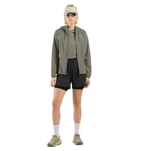 Odlo X-Alp Waterproof Laufjacke Damen - Khaki, Größe S - Laufbekleidung für alle Wetterlagen: Die leichte, wind- und wasserdichte Jacke mit atmungsaktivem Material ist ideal für ambitionierte Läufer und kann platzsparend in der Kapuze verstaut werden.