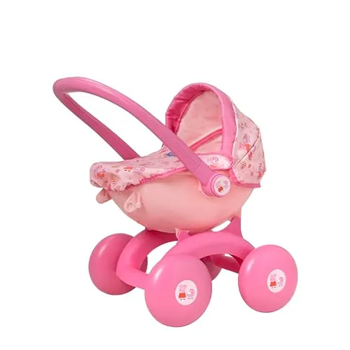 HTI Toys & Games BabyBoo 4-in-1 Puppenwagen (Peppa Schwein) - 4-in-1 Puppenwagen für Kleinkinder ab 18 Monaten, mit vier Spielvarianten und verstellbarer Griffhöhe. Fördert Kreativität und soziale Entwicklung beim Rollenspiel.