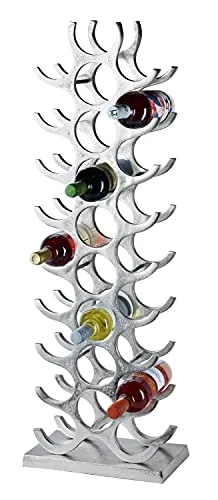 MichaelNoll Luxus Weinregal aus Aluminium Silber XXL - Flaschenständer für 27 Flaschen - Hochwertiges, handgefertigtes Weinregal für bis zu 27 Flaschen. Ein elegantes Wohnaccessoire, das Stabilität und Stil vereint. Ideal für Wohnzimmer, Küche oder Gastronomie. Maße: 20x34x101 cm, Gewicht: 6 kg.