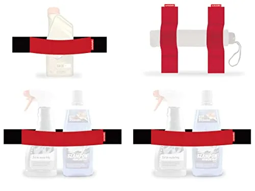 TrunkExpert Auto-Klettverschlussstreifen, Vierer-Set, 1x 20x5x0,3cm 1x 30x5x0,3cm 2x 40x5x0,3cm, Kofferraum-Organizer, widerstandsfähig, rot, wasserdicht, zum Fixieren von transportierten Gegenständen