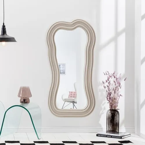 riess-ambiente Wandspiegel ALICE II 100cm pastell greige - Eleganter Wandspiegel für Flur, modernes Design in greige, pflegeleicht und ideal für individuelle Akzente in Deinem Zuhause.