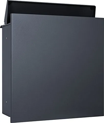 MOCAVI ZBox 111 Zaunbriefkasten anthrazit-grau RAL 7016 - Designer Wandbriefkasten aus verzinktem Stahl, wetterfest und rostfrei. Ideal für DIN-A4-Sendungen, mit komfortabler Entnahme von hinten und seitlichen Befestigungslöchern für flexible Integration.
