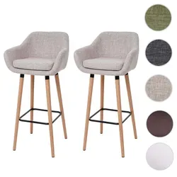 2er-Set Barhocker Malmø T381 - Bequeme Tresenhocker in creme grau - Barmöbel mit modernem skandinavischen Design, bequemer Polsterung und stabiler Fußablage für hohen Sitzkomfort, ideal für Esszimmer oder Bar.
