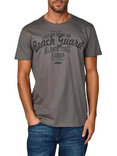 riverso Tshirt Herren Baumwolle Regular Fit RIVLeon Rundhals Kurzarm Sommer Tee Shirt Print, Größe:M, Farbe:Grau (CJD)