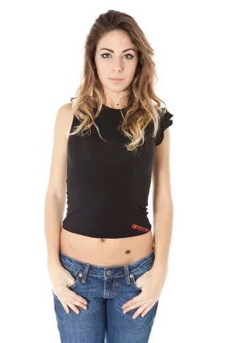 Zuelements T-Shirt Schwarzes Damen Kurzarm-T-Shirt mit Logo und