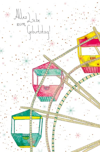 Geburtstag - Glückwunschkarte im Format 11,5 x 17 cm mit Umschlag - Riesenradkab
