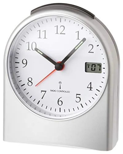 TFA Wecker 98.1040.54 - Silber, Analog, Funkuhr mit Snooze - Wecker mit analoger Anzeige und Funkuhrwerk für automatische Zeiteinstellung. Schlummerfunktion für entspanntes Aufwachen. Ideal für Zuhause oder Büro.