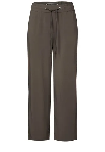 Street One Damen Wide Leg Hose 3716099, Nomad Brown, Größe 38 - Damen-Hosen mit Loose Fit, High Waist und elastischem Bund für optimalen Tragekomfort. Perfekt für einen lässigen Look!