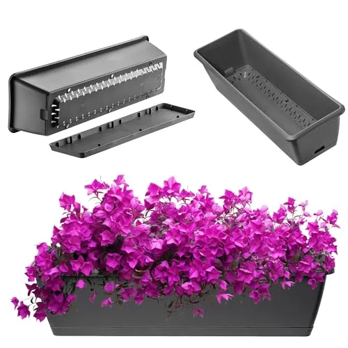 KADAX Blumenkasten 60 cm, Grau – Pflanzkasten aus Kunststoff mit Untersetzer, widerstandsfähig und pflegeleicht, für Blumen und Kräuter im Außenbereich