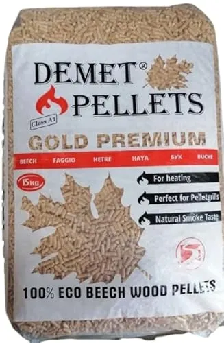 2x15kg Holzpellets Demet Premium Gold 100% Buche EN Plus A1 - BBQ zum Grillen Räuchern Smoken