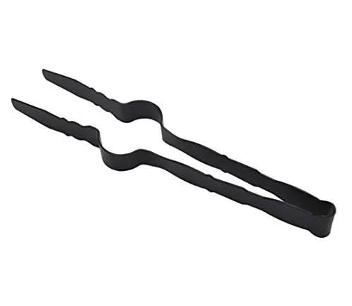 Bayli Shisha Kohlezange | 30cm Kopfzange [2in1] - Multifunktionale Lange Kohlenzange für Wasserpfeifen | Hookah Nargile Brikettzange | Naturkohle Zange | Mehrzweckzange | Kaminzange Farbe Schwarzmatt