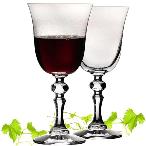 IMPERIAL Stilvolle Rotweingläser mit Ornament Verzierung 220ml 'Vintage' Set 2-Teilig Weingläser aus Crystalline Glas