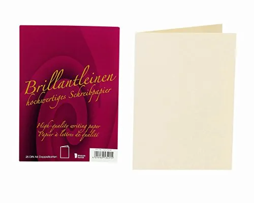 Rössler Papier 20221834 - Doppelkarten DIN A6, 25 Stück, Brillantleinen, ivory