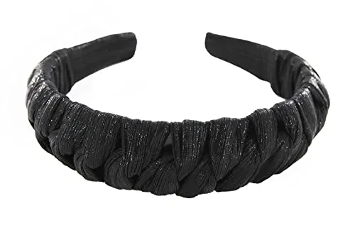 axy Haarreif in Flechtoptik und Wunderbarer Glanz- und Glitzer-Effekt Damen Haarreifen Stirnband Haarschmuck HRZA1 (Schwarz)