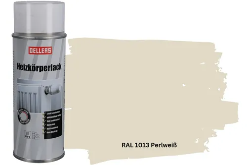 OELLERS Heizkörperlack bewährt Spray RAL 1013 Perlweiß – 400 ml Sprühlack glänzend | Hitzebeständig & strapazierfähig | Qualitätsfarbe für Heizkörper