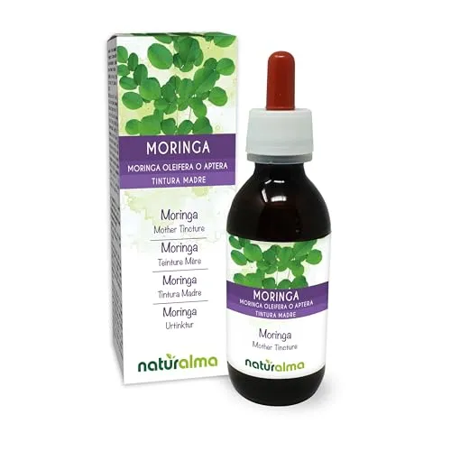Moringa (Moringa oleifera oder Moringa aptera) Blätter Alkoholfreier Urtinktur Naturalma - Flüssig-Extrakt Tropfen 120 ml - Nahrungsergänzungsmittel - Veganer