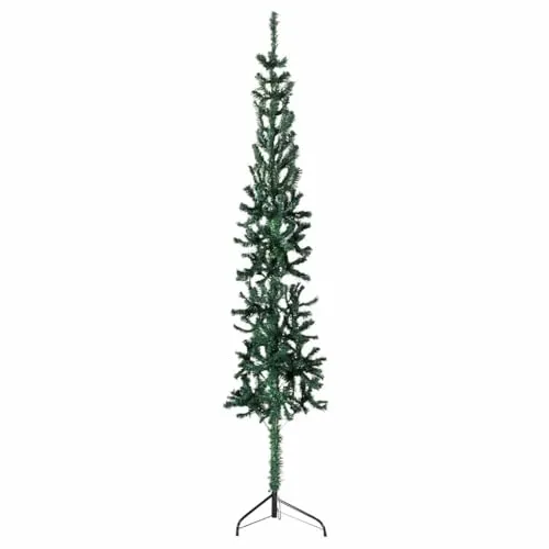 vidaXL Künstlicher Halb Weihnachtsbaum mit Ständer Schlank Christbaum Tannenbaum Dekobaum Kunstbaum Weihnachten Dekoration Weihnachtsdeko Grün 240cm