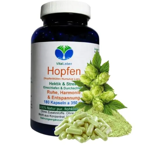 HOPFEN Hopfenblüten 180 Kapseln – 100% natürliche Entspannung