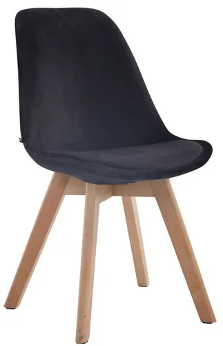 CLP Retrostuhl Borneo Samt - Bequemer Lehnstuhl mit Holzgestell - Bürostuhl mit hochwertiger Polsterung und pflegeleichtem Samtbezug. Ideal für stundenlanges Sitzen und verleiht jedem Raum einen exklusiven Look. Erhältlich in verschiedenen Farben und Holzgestellen.