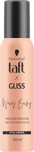 Taft x Gliss Wellenmousse Wavy Baby Wellen Mousse (150 ml), mit Hitzeschutz | Schaumfestiger für geschmeidige Wellen bis zu 48 h, Haarschaum für bis zu 230 °C Hitzeschutz, mit Phyto-Keratin
