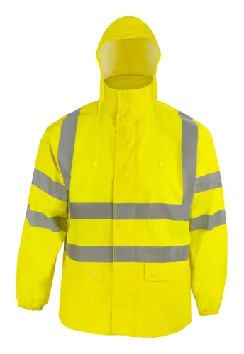 Asatex Warnschutz Regenjacke Größe XL - Gelb - Jacken & Parkas, hochsichtbar und wasserdicht, ideal für Arbeiten im Freien bei schlechtem Wetter.