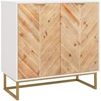 Costway Küchenschrank Buffetschrank Weiß 80 x 40 x 80 cm - Vielseitiger Buffetschrank mit großzügiger Tischplatte und 2 Innenfächern für optimalen Stauraum. Elegantes Design mit Fichtenholzmaserung und stabilen Metallbeinen, ideal für Küche, Esszimmer oder Flur.