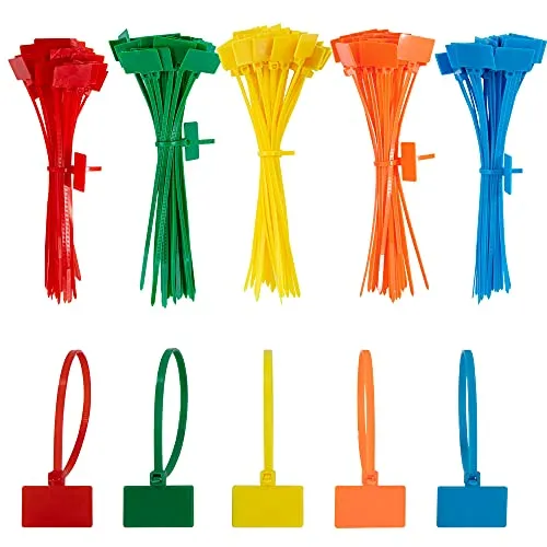 Stück Kabelbinder Tags Bunte 150mm x 3mm Farbige Kabelbinder Set Verstellbare UV Beständig Hitzebeständig für Kabelmanagement Gartenarbeit 250