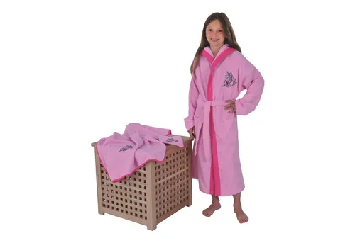 Mauz by Wörner Bademantel Mädchen Pferd 07 Rosa Frottee (116) - Bademäntel für Baby-Mädchen aus weichem Webfrottier, 100% Baumwolle, Öko-Tex Standard 100, ideal für empfindliche Kinderhaut, Made in Germany