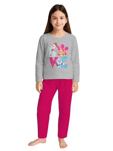 Paw Patrol Schlafanzug für Mädchen - Kinder Pyjama Set Langarm Oberteil mit Hose Pink/Grau (DE/NL/SE/PL, Numerisch, 110, 116, Regular, Pink/Grau)