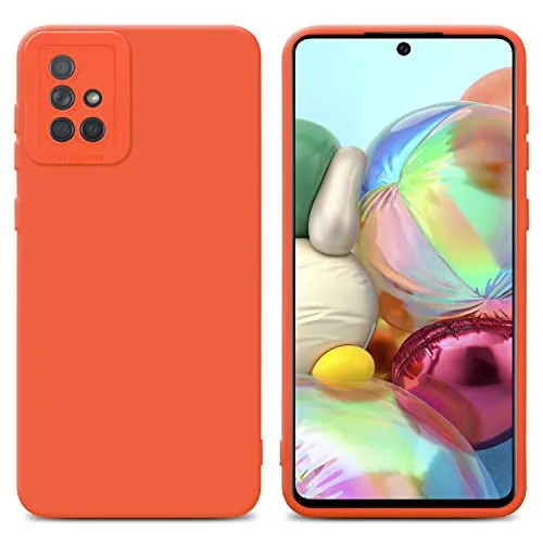 Cadorabo Hülle kompatibel mit Samsung Galaxy A71 4G Schutzhülle TPU Silikon Case Liquid Design mit Kameraschutz Slim Kratzfest Weiche Gummi mit Rundumschutz Case Hülle für Galaxy A71 4G in Orange
