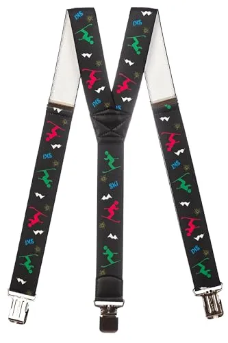 Olata Hosenträger für Skihosen | x- und y-förmige Hosenträger (Schwarz/Mehrfarbig) – 4 cm. Erwachsene. Y-Form
