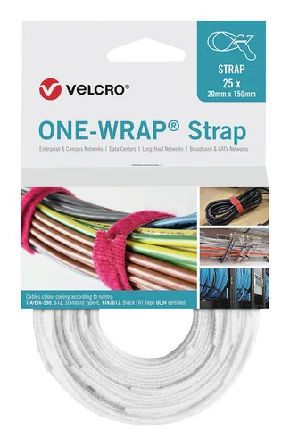 Velcro Klettkabelbinder One Wrap Strap 20 x 330 mm, weiß, 25 Stück - VEL-OW64700 (25 Stück)