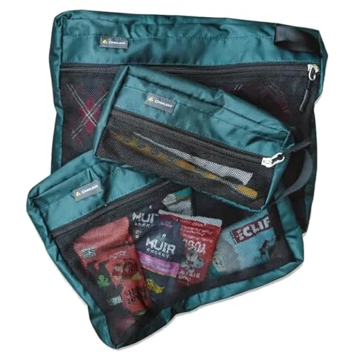 Coghlan's Organizer-Taschen-Set – 3 Größen (19,1 x 8,9 cm, 25,4 x 20,3 cm, 30,5 x 25,4 cm) – leichtes Oxford-Ripstop mit Netz-Vorderseite, Reißverschluss – ideal für Campingausrüstung, Reiseutensilien