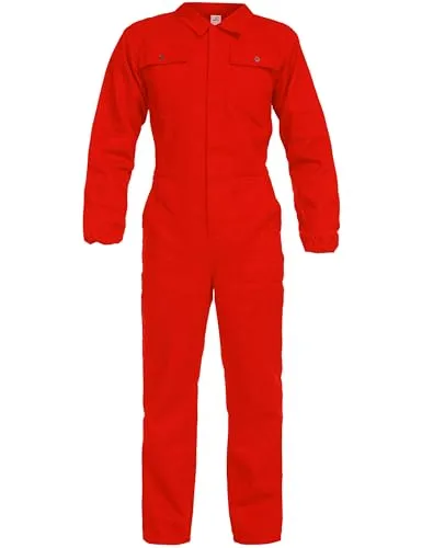 BWOLF ANAX Arbeitsoverall Herren Overall Herren Arbeitskleidung 100% Baumwolle Arbeitsoveralls mit 5 Taschen (Rot, XL)
