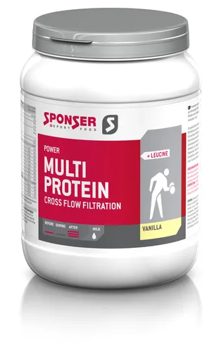 Sponser Power Multi Protein CFF Vanille 425g Dose - Power-Produkte, hochwertiges Mehrkomponenten-Eiweiß mit Cross Flow Filtration für optimales Muskelwachstum und höchste biologische Wertigkeit.