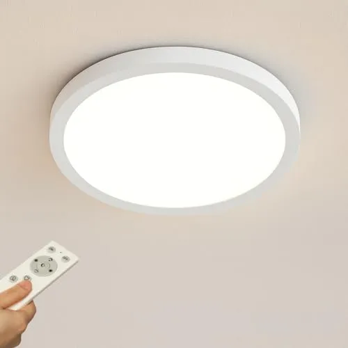 Epochglo LED Deckenleuchte Dimmbar mit Fernbedienung, Flach LED Panel 24 W, 2400 lm, Farbtemperatur 3000 K-6000 K, Deckenlampe 30 cm Rund Weiß,für Schlafzimmer, Wohnzimmer, Badezimmer, Küche