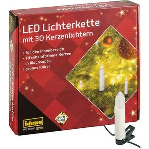 Idena 30er LED Lichterkette grün 16,0 m - Weihnachtsbeleuchtung, 30 energieeffiziente LEDs in dunkelgrün, ideal für stimmungsvolle Dekorationen und Gartenpartys.