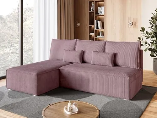 BroMARKT Ecksofa TOP SLIM mit Schlaffunktion in Rosa