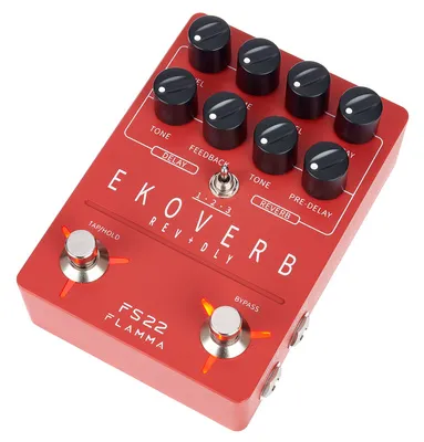 Flamma FS22 Delay & Reverb Pedal - Looper; Stereo-Delay- & Reverb-Pedal mit individueller Tap-Tempo-Funktion und Freeze-Funktion für unendlichen Hall, ideal für kreative Klanggestaltung.