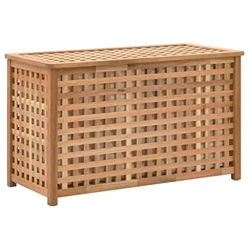 vidaXL Wäschetruhe aus Walnuss Massivholz 77,5×37,5×46,5 cm