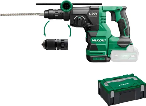 Hikoki Motowiertarka 18V Dh1826Dcw2Z 3,2J Bl Hitsystem - Bohrmaschinen: 3 Funktionen in einem Gerät – Bohren, Hammerbohren und Meißeln. Mit elektronischem Bohrtiefenmanagement für präzise Ergebnisse.