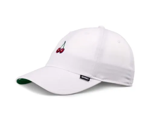 Djinns DNC Cherry (White) - Verstellbare Baseballcap mit Curved Visor - Modische 6-Panel Dad Cap mit leicht vorgebogenem Schirm. Ideal für jeden Anlass und durch den verstellbaren Hinterkopf perfekt anpassbar.
