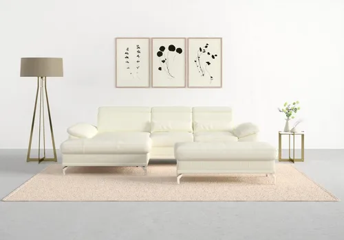 sit&more Ecksofa Cabrio L-Form, B: 295 cm, mit Sitztiefen-, Arm- & Kopfteilverstellung, 2 Nierenkissen, Federkern, optional Bettfunktion und Stauraum