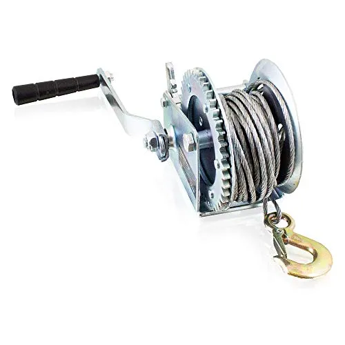 Bituxx Handseilwinde 450kg 10m MS-17233 - Werkstatteinrichtung mit bis zu 450kg Zugkraft, ideal für Garage und Garten. Die Sicherheitssperre verhindert ein Zurückschnellen der Last und das 10m Stahlseil sorgt für vielseitige Einsatzmöglichkeiten.